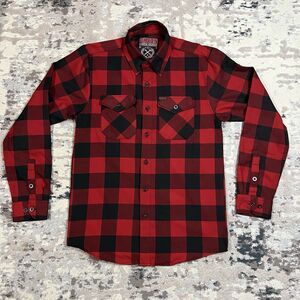 Dixxon Flannel Company RedRum Plaid Long Sleeve Button Up Shirt Size Small